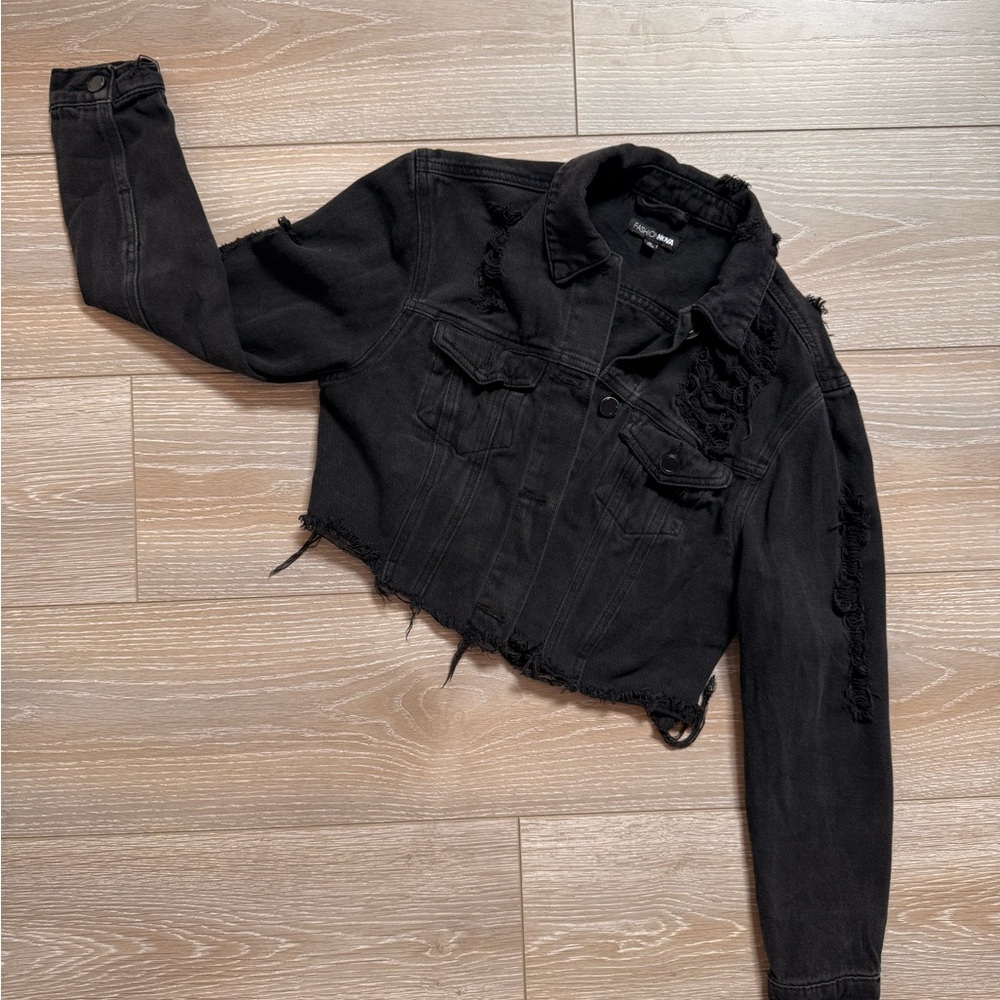 Black Distressed Denim Jacket